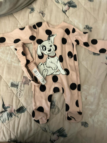 George Disney 101 Dalmatians onesie With Headband. Size: 0-3 months.